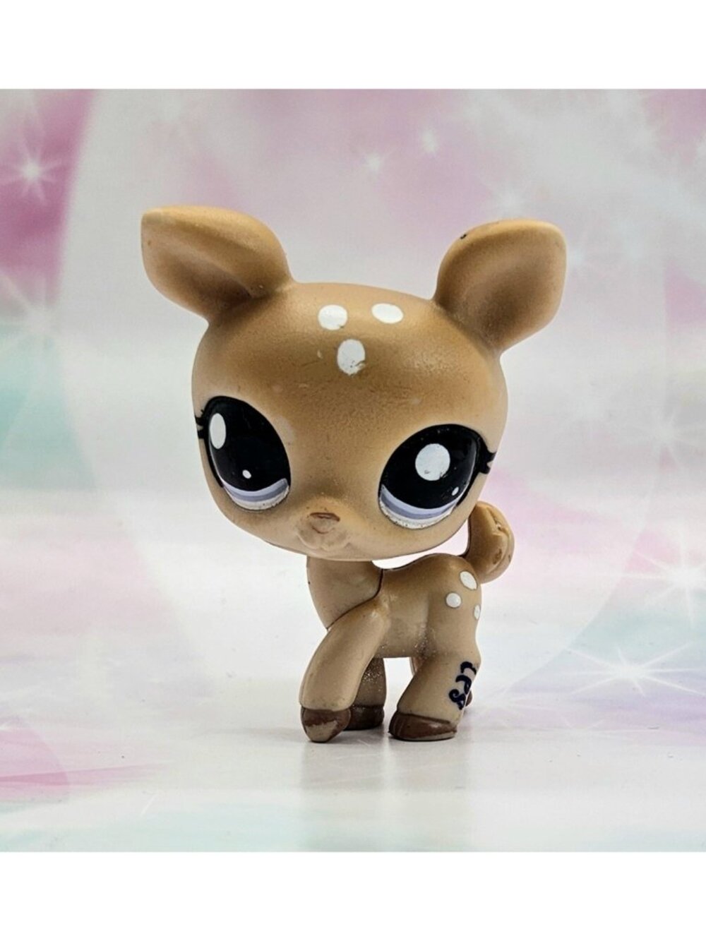 Littlest Pet Shop Authentic # 1955 Brown White Spots Deer Blue Eyes Blemished